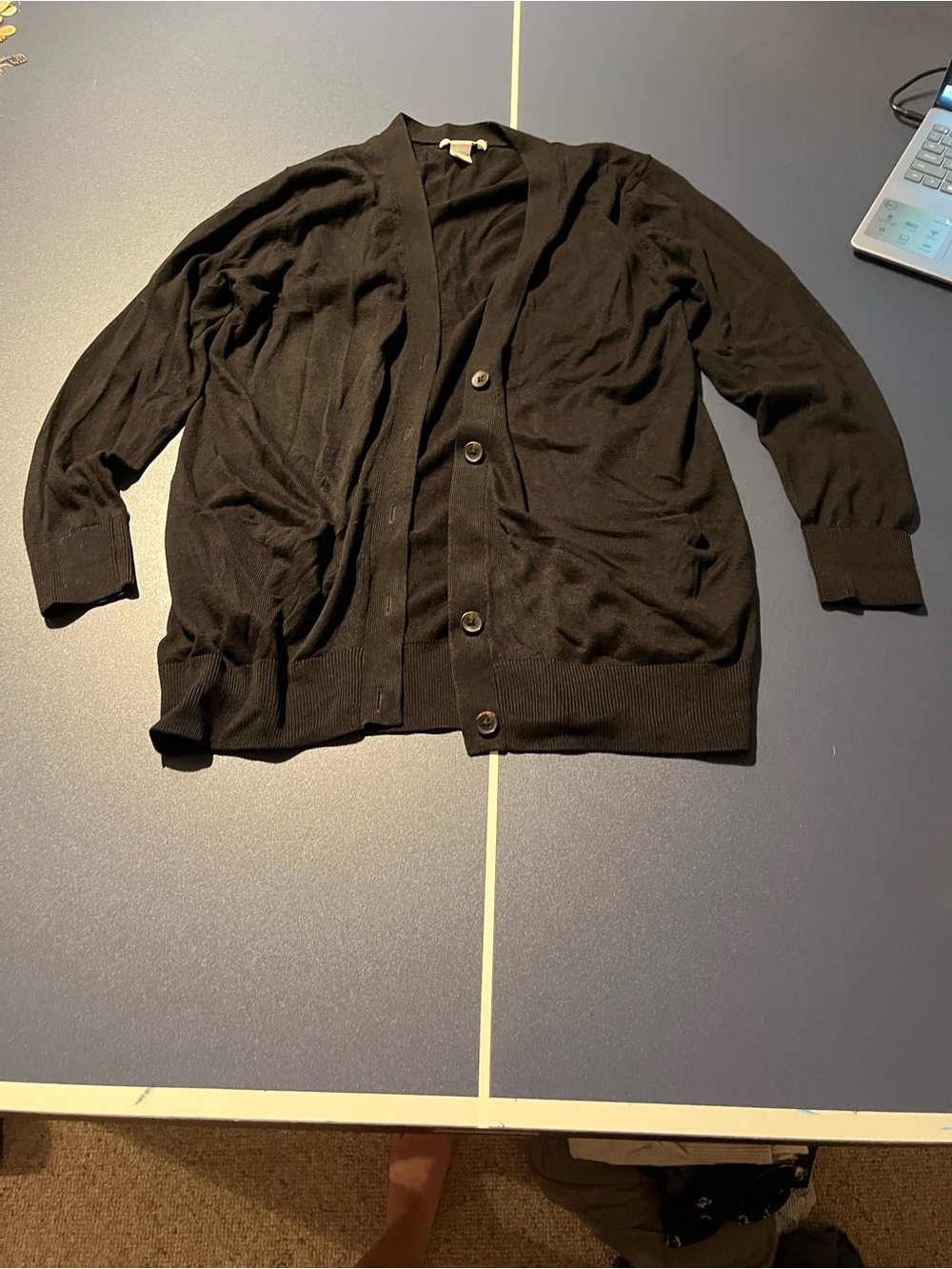 H&M Black Button-Up V-Neck Cardigan